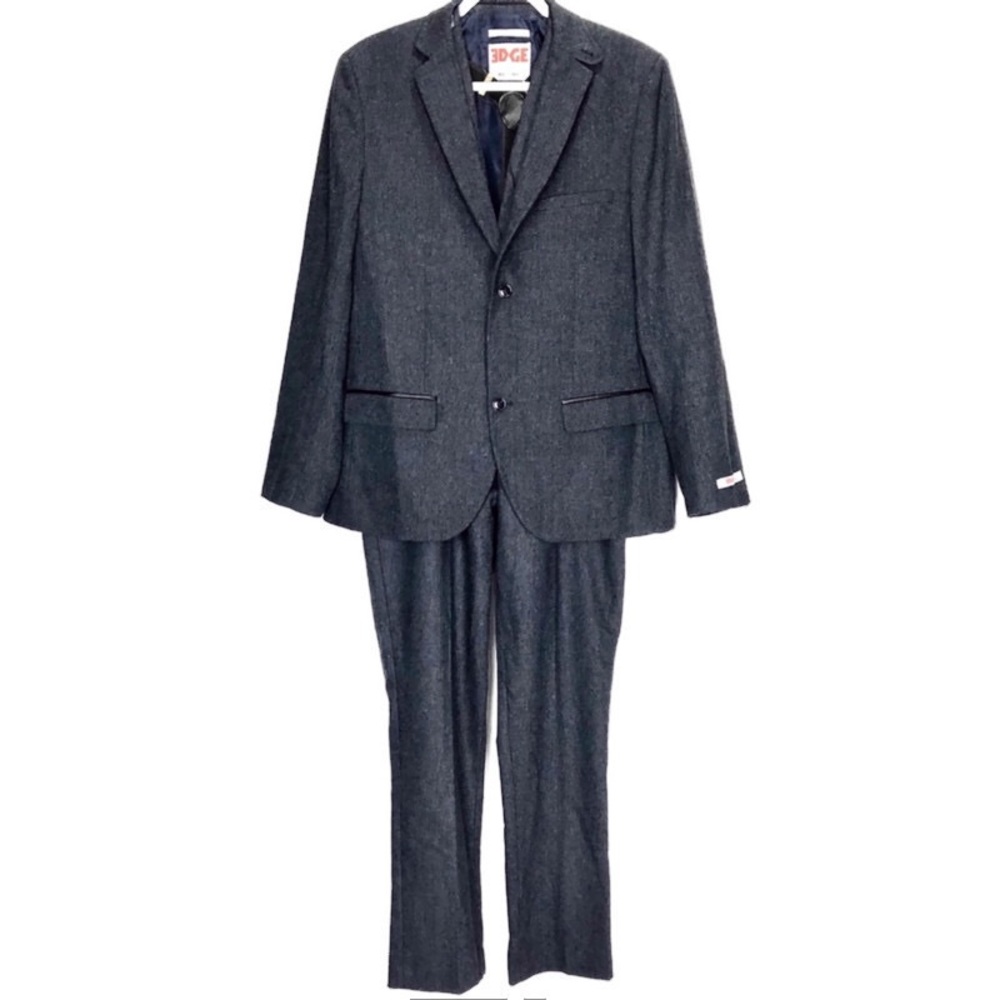 WD NY EDGE Slim Fit Gray Wool Blend 3 piece suit